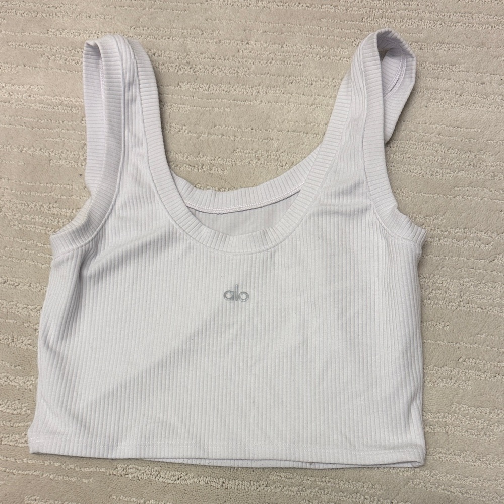 Alo White Ribbed wellnesscropped Tank Top